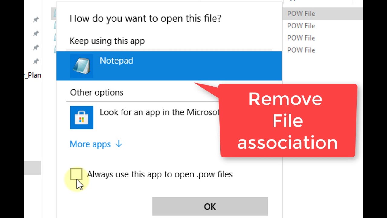 Remove File Type Associations To Default / None In Windows 10