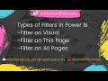 26 - Types of filters in Power Bi | Filter on Visual | Filter on This Page | Filter on All Pages