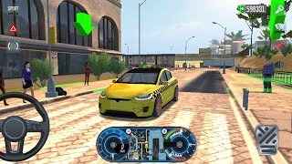 Taxi SIM 2020 | Rome City : Tesla Model X Yellow Wheel Drive Car Simulator Android Gameplay