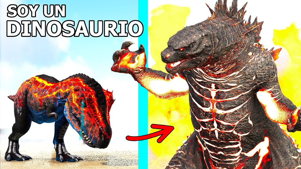 LA HISTORIA DEL PEQUEÑO DINOSAURIO REX BURNING GODZILLA! Evoluciono en Kaiju! ARK Soy un Dinosaurio