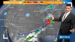 Rain at times Friday, then smoky, cool sunshine this weekend