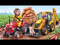 Monkey Drives a Tractor to Rescue Piglet Stuck in Mud & Clear the Farm | Monkey Farm Work