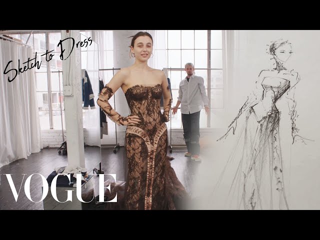 How Emma Chamberlain’s Gothy Met Look Was Made, From Sketch to Dress | Vogue class=