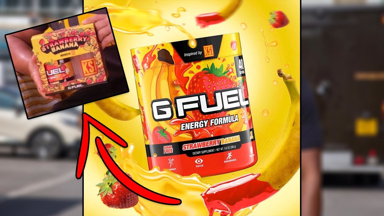 NEW KSI X G-FUEL FLAVOR STRAWBERRY BANANA IS COMING SOON! - NEW SHAKER AND BOX & FLAVOR!