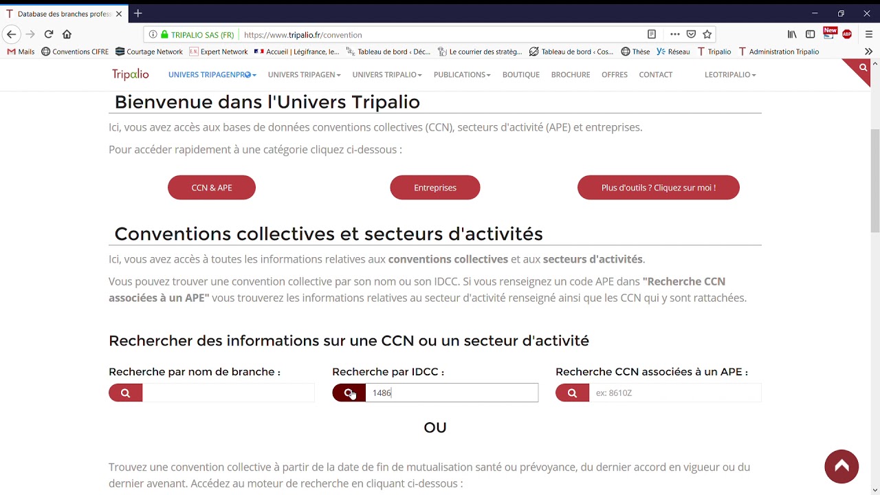 Trouver une convention collective sur Tripalio
