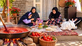 IRAN Daily Village Life | The Secret to Homemade Tomato Sauce 🍅🔥