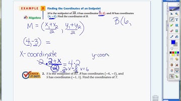 1.6 Example 2   Find coordinates of an endpoint using the midpoint formula
