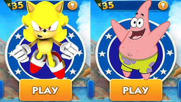 Sonic Dash vs Spongebob Patrick Star Run - Super Sonic vs All Bosses Zazz Eggman All Characters