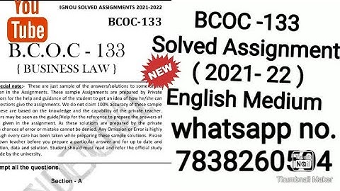 BCOC 133 solved assignment 2021- 22 / EM / @20rs.