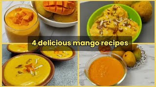 4 delicious mango recipes | summer delights | mango phirni | mango milkshake | आमरस mango ice cream