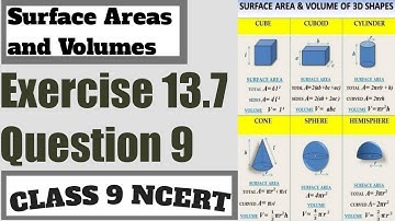 Class 9 Maths | Chapter 13 | Exercise 13.7 Question 9 In Hindi | Surface Areas and Volumes | NCERT