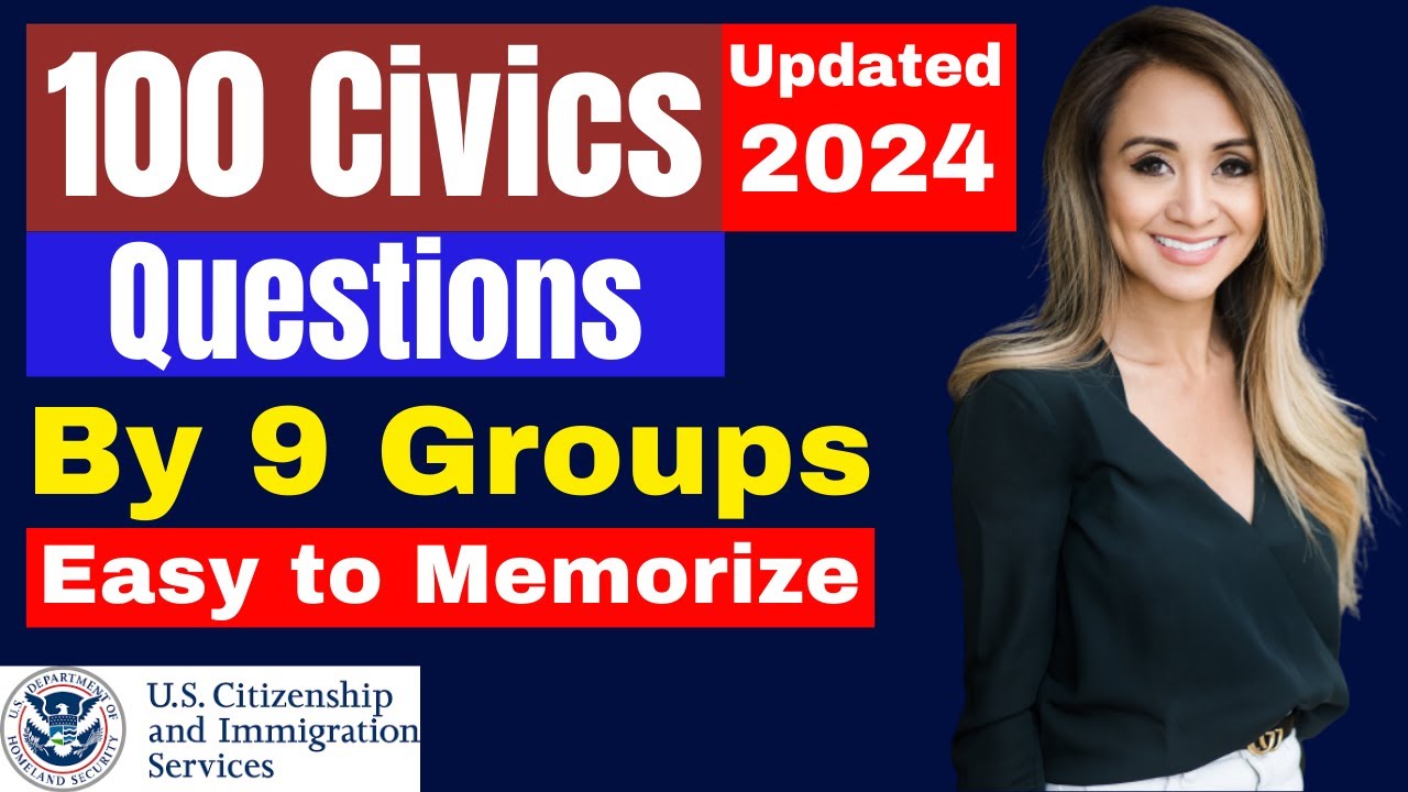 100 Civics Questions 2024 by 9 Groups for the US Citizenship interview ...
