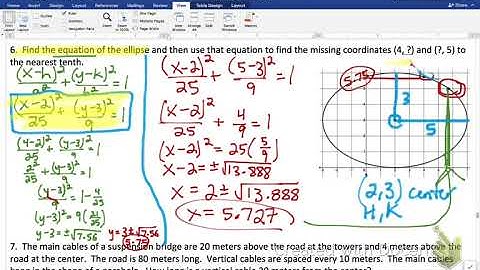 Word Problems with Conic Sections