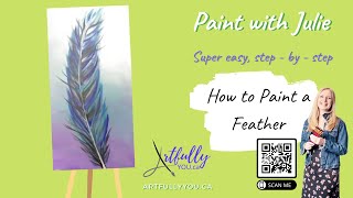 Super easy Feather Painting - painting lessons for beginners