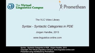 SYN101 - Syntactic Categories in PDE