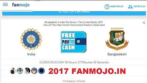 FANMOJO.IN CRICKET FREE PAYTM CASH WITH PROOF