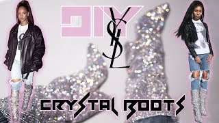 DIY RIHANNA $10,000 SAINT LAURENT CRYSTAL BOOTS + 50K GIVEAWAY | Adonia Bree