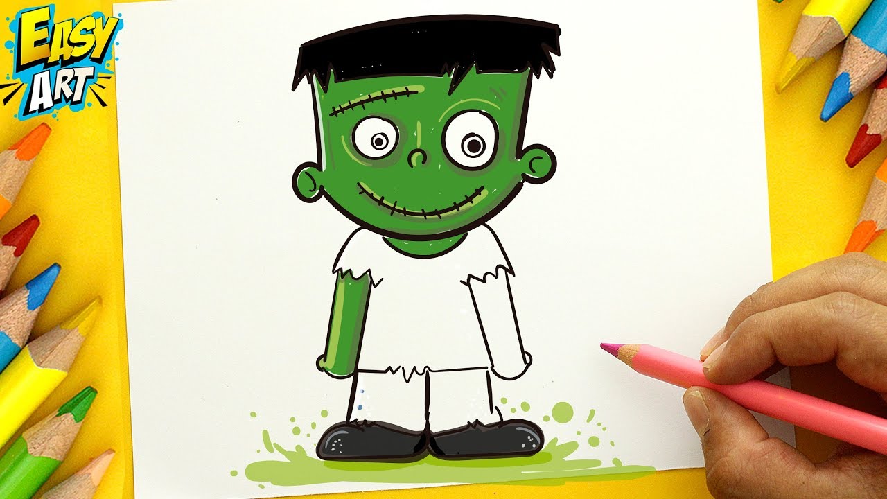 Como Dibujar a Frankenstein Kawaii - How to Draw - Coloring Halloween  -Learn Color for Kids - thptnganamst.edu.vn