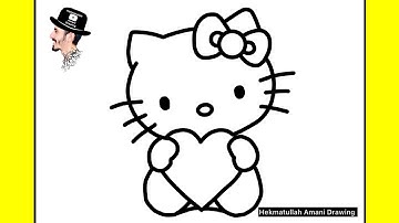 How to Draw Hello Kitty Holding a Heart | Easy Drawing for Kids