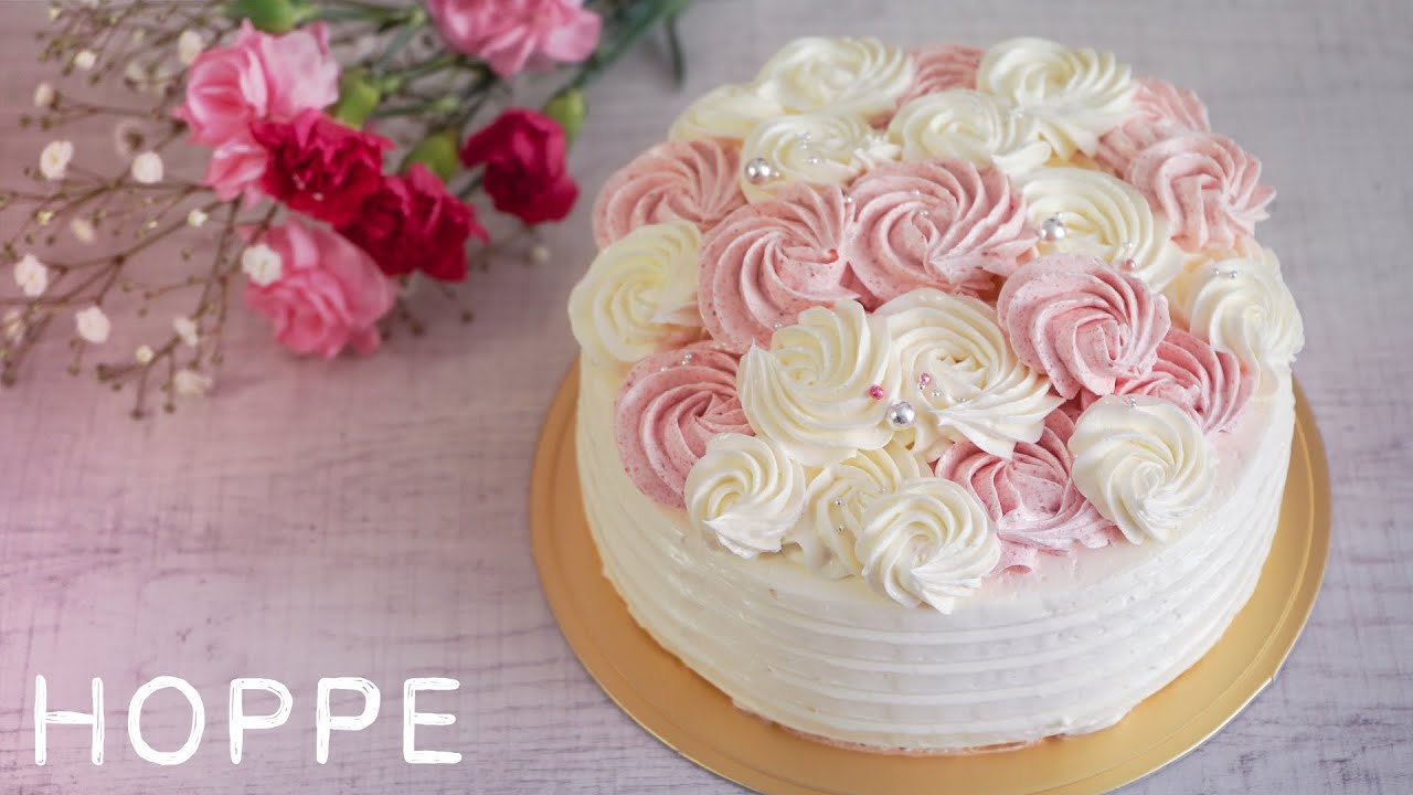 母の日に バタークリームのデコレーションケーキ Buttercream Frosting Cake For Mother S Day Hoppe Youtube