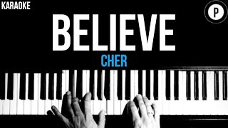 Cher - Believe Karaoke SLOWER Acoustic Piano Instrumental Cover Lyrics chords