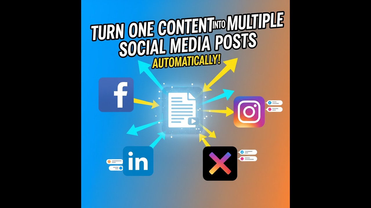 Automation tutorial showing video being converted to multiple social media posts