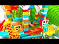 Satisfying Building Block Coaster Marbles Run Race ASMR - The bridge full color run marble asmr