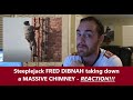 Americans React | Steeplejack FRED DIBNAH takes down a MASSIVE chimney BRICK by BRICK | Reaction