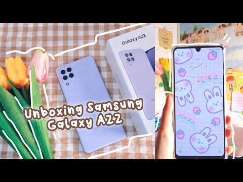 unboxing samsung galaxy a22 aesthetic violet with review + lilac case 💜