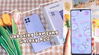 unboxing samsung galaxy a22 aesthetic violet with review + lilac case