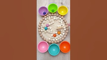 Satisfying Reverse Color Sorting Wooden Balls ASMR #shorts #marblemeg #asmr