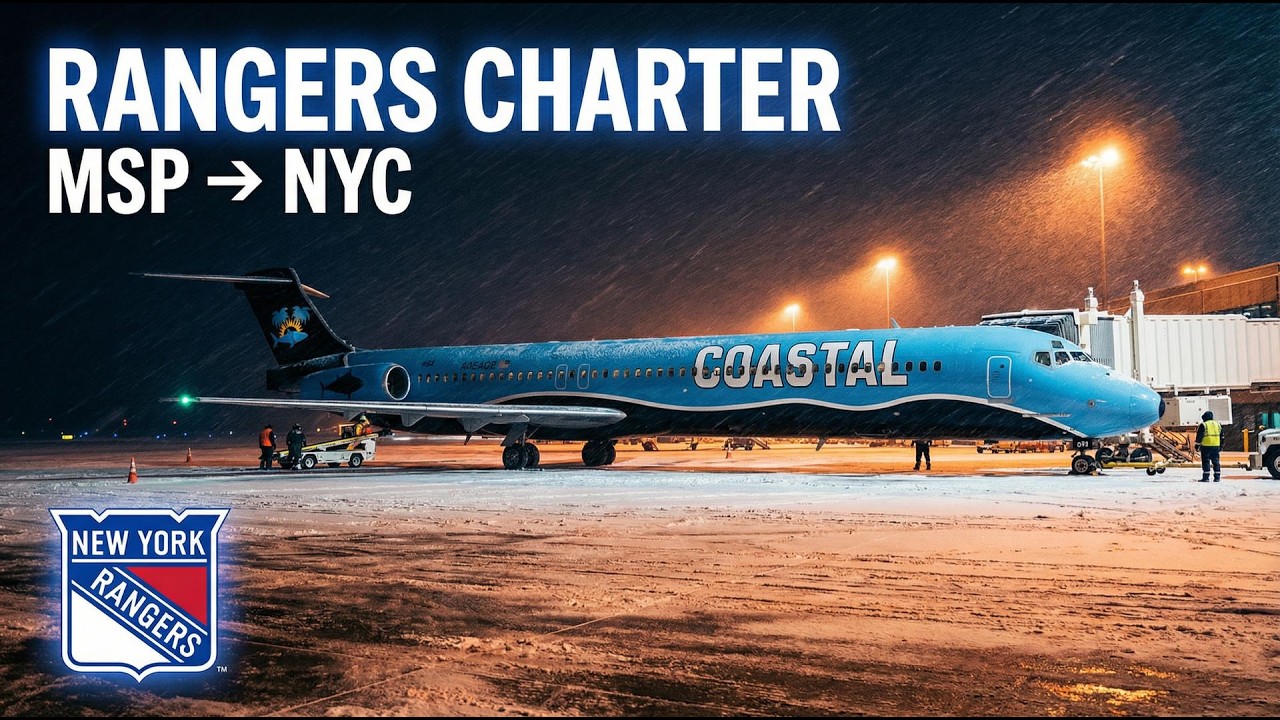 NY Rangers Charter Flight Home from Minnesota | MD-83 Real Ops LIVE