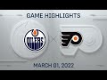 NHL Highlights | Oilers vs. Flyers - Mar 1, 2022