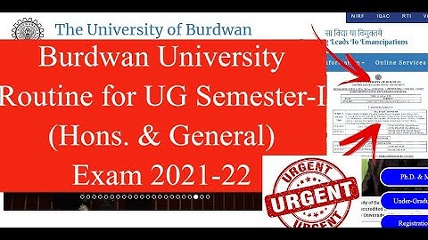 Burdwan University - Routine for UG Semester-I (Hons. & General) Examination 2021....