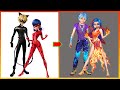 Ladybug Catnoir Miraculous Glow Up Into Elemental Ember Lumen, Brook Ripple - Disney Pixar Art