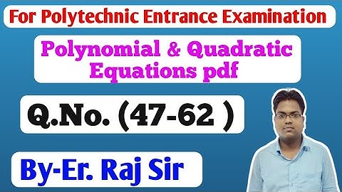 Bihar Polytechnic / jharkhand Polytechnic lateral entry / polynomial / Quadratic Equations / Maths