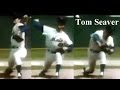 Tom seaver crouch down by wrenching the knee on the foreleg pitching mechanics slow motion