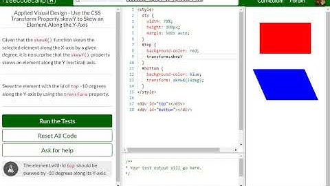 Applied Visual Design   Use the CSS Transform Property skewY to Skew an Element Along the Y Axis fre