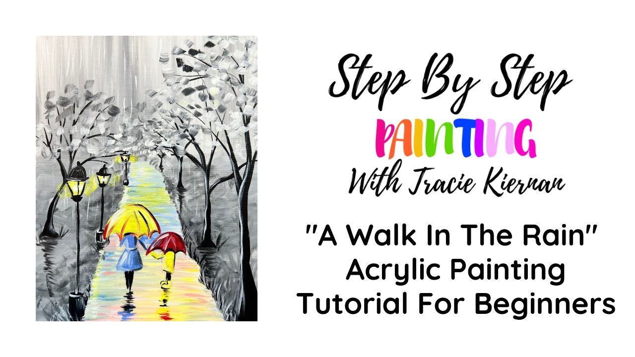 "A Walk In The Rain" Acrylic Painting Tutorial For Beginners YouTube