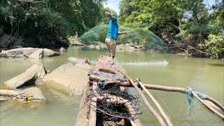 Big fishcathing with cast net fishing in the river| 🇱🇰 Sri Lankan fishing