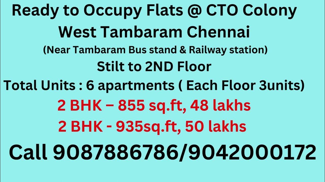 Ready To Occupy Flats CTO Colony West Tambaram Chennai YouTube