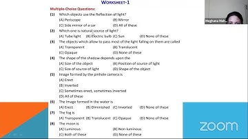 Light, Shadow & Reflections - NSO, Science Olympiad Training