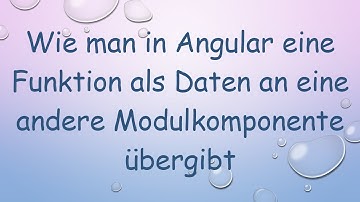 Wie man in Angular eine Funktion als Daten an eine andere Modulkomponente übergibt