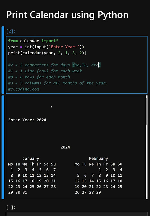 Print Calendar using Python - YouTube