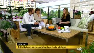 Linda-Marie Nilsson om sin bikinibild i Nyhetsmorgon