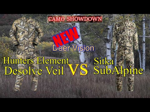 Compare Hunters Element Desolve Vs Sitka SubAlpine  hunting camo with my new simulated deer vision.