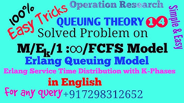 Solved Problem on M/Ek/1 : infinity/FCFS Queuing Model |Erlang Queuing Model in English Queuing