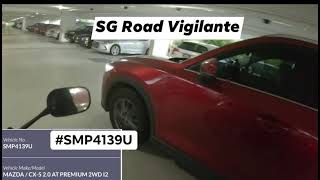 15jul2021 sumang lane SMP4139U Red Mazda CX-5 biker & rider sending regards to each other.