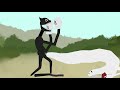 Cartoon cat vs bridge worm 