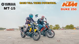 KTM DUKE 250 VS YAMAHA MT-15 [ RACE TILL THEIR POTENTIAL ]